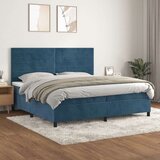  Box spring postelja z vzmetnico temno modra 200x200 cm žamet | Shoptok.si