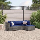 Maison Chic Seti vrtnega pohištva - Vrtna garnitura - Vrtni pohištvo set 4-delna z blazinami siv poli ratan, (21820313) | Shoptok.si