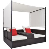 vidaXL Vrtna postelja s streho poli ratan 190x130 cm rjava Cene
