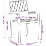  Vrtni Trpezarijski Set Set od 5 Sivi Prirodno Drvo Metal | shoptok.hr
