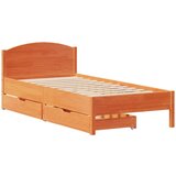 vidaXL Posteljni okvir z vzglavjem voščeno rjava 90x190 cm borovina, (21321737) | Shoptok.si