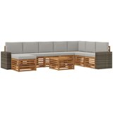 vidaXL Zunanja garnitura za sedenje 9 pcs Naravna in svetlo siva, (5000279616) | Shoptok.si