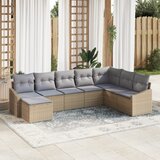 vidaXL 8-delna vrtna jedilnica z blazinami bež poly rattan | Shoptok.si