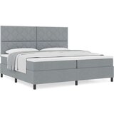 vidaXL Postelja s škrinjo z vzmetnico Svetlo siva 200x200 cm Tkanina, (22083938) | Shoptok.si