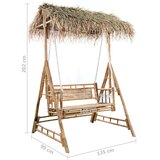  Ljuljačka za 2 osobe s palminim lišćem i jastukom 202 cm bambus | shoptok.hr