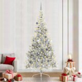  Umjetna preddekorirana božićna jelka srebrna 240 cm PET | Shoptok.si
