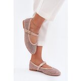 Boto Embellished Women's Ballerinas With Strap And Buckle Beige Avirae | shoptok.hr