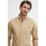 Polo Ralph Lauren Bombažna srajca moška, bež barva, 710889739001