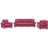 vidaXL 3-dijelni set sofa s jastucima crvena boja vina baršunasti | shoptok.hr