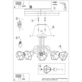  Sollux SL.1110 - Luster na stalku ARTEMIS 5xE14/40W/230V crna | Eponuda.com