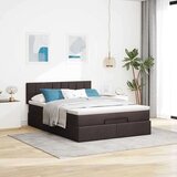  Otomanska postelja z vzmetnico & LEDs rjav 140x190 cm blago, (22011818) | Shoptok.si