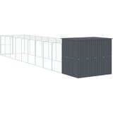vidaXL Kućica za pse s igralištem antracit 214 x 1069 x 181 cm čelična | shoptok.hr