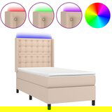 vidaXL Box spring postelja z vzmetnico LED kapučino 90x190 cm, (20894708) Cene