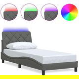 Maison Chic Posteljni okvir - Enojna postelja - Postelja za odrasle z LED brez vzmetnice temno siv 90x190 cm blago, (21695619) Cene