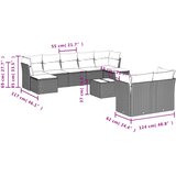  10-dijelni set vrtnih sofa od poliratana s jastucima smeđi | shoptok.hr