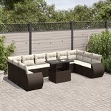 Maison Chic Seti vrtnega pohištva - Vrtna garnitura - Vrtni pohištvo set 11-delna z blazinami rjava poli ratan, (21810254) | Shoptok.si