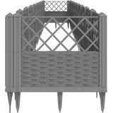 vidaXL Cvetlično korito z zatiči svetlo sivo 363,5x43,5x43,5 cm PP | Shoptok.si