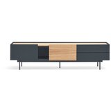 Teulat Antracitno siva/v naravni barvi TV omarica v hrastovem dekorju 180x45 cm Otto – Cene