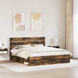  Krevetna konstrukcija s uzglavljem Dimljeni hrast 180 x 200 cm | shoptok.hr