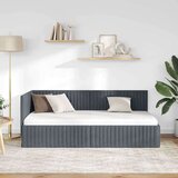  Kutni okvir kreveta s uzglavljem Tamno siva 90 x 200 cm Baršun | shoptok.hr