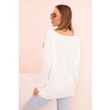 Kesi Włoski Women's viscose blouse with long sleeves and gold floral print ecru | shoptok.hr