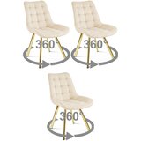  Okretna stolica SORIA 360, svijetlo bež baršun, zlatne metalne noge, set 3 kom | shoptok.hr