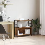 vidaXL Regal Prekajen hrast Les in kovina Srednje | Shoptok.si