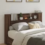 vidaXL Omarica za vzglavje postelje LED rjavi hrast 160x16,5x103,5 cm