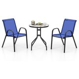 Namještaj 3-dijelni set balkonskog a, bistro stol s 2 složive stolice, bistro set, balkonski set, vrtni set, plava | shoptok.hr
