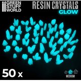 Green Stuff World Aqua Turquoise Glow Resin Crystals Medium | Svetleći tirkizni smolasti kristali srednji 9–16mm (50 kom) Cene