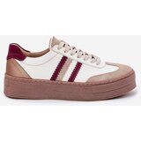 Zazoo Leather Women's Sneakers On Platform N1234 Beige-Red | ePonuda.com