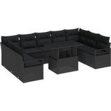 vidaXL 10-delni set sofa za vrt s jastučićima crna poli ratan | shoptok.hr