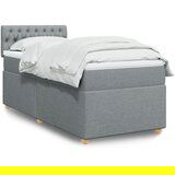 vidaXL Box spring postelja z vzmetnico svetlo siva 90x200 cm blago | Shoptok.si