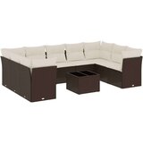 vidaXL 10-dijelni set vrtnih sofa od poliratana s jastucima smeđi | shoptok.hr