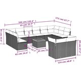 vidaXL 13-dijelni set vrtnih sofa s jastucima poliratan crni | shoptok.hr