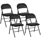 Nesta Set 4 zložljivih stolov, prenosni pisarniški stoli, kovinske noge, umetno usnje, črni, za pisarno, recepcijo in čakalnico, (5000493451) | Shoptok.si
