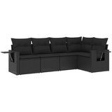 Maison Chic Seti vrtnega pohištva - Vrtna garnitura - Vrtni pohištvo set 5-delna z blazinami črn poli ratan, (21816634) | Shoptok.si