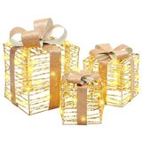 vidaXL Darilna škatla med 60 LED 3 pcs Toplo bela 20 x 20 x 20 cm PET | Shoptok.si