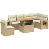 Maison Chic Seti vrtnega pohištva - Vrtna garnitura - Vrtni pohištvo set 7-delna z blazinami bež poli ratan, (21802066) | Shoptok.si