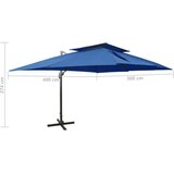 vidaXL Vrtni senčnik z dvojno streho sinje moder 400x300 cm | Shoptok.si