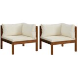 Maison Chic Kotni kavč - Sofa - Kanapei 2 kosa s kremno belimi blazinami trden akacijev les, (21727711) | Shoptok.si