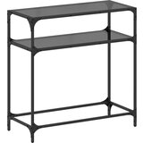 Maison Chic konzolna miza - miza ob steni s črno stekleno površino 80x35x81 cm jeklo, (21785889) Cene
