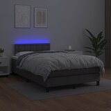  Krevet box spring s madracem LED sivi 120x200cm od umjetne kože | shoptok.hr