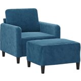vidaXL Fotelja s tabureom plava 60 cm baršunasta | shoptok.hr