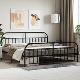 The Living Store Kovinski posteljni okvir z vzglavjem in vznožjem črn 193x203 cm - Posteljni Okvir, (21527121) | Shoptok.si