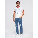 Ombre Men's denim joggers with asymmetrical stitching - blue | shoptok.hr