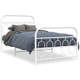 vidaXL Kovinski posteljni okvir z vzglavjem in vznožjem bel 107x203 cm, (21251396) | Shoptok.si