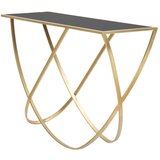 Mauro Ferretti Crni/u zlatnoj boji pomoćni stol sa staklenom pločom stola 40x120 cm Ring – | shoptok.hr