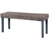  Klupa siva 110 cm prirodni ratan kubu i masivno drvo mahagonija | Eponuda.com