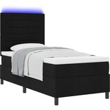  Krevet na podlošku s madracem i LED crni 90x200 cm tkanina | shoptok.hr